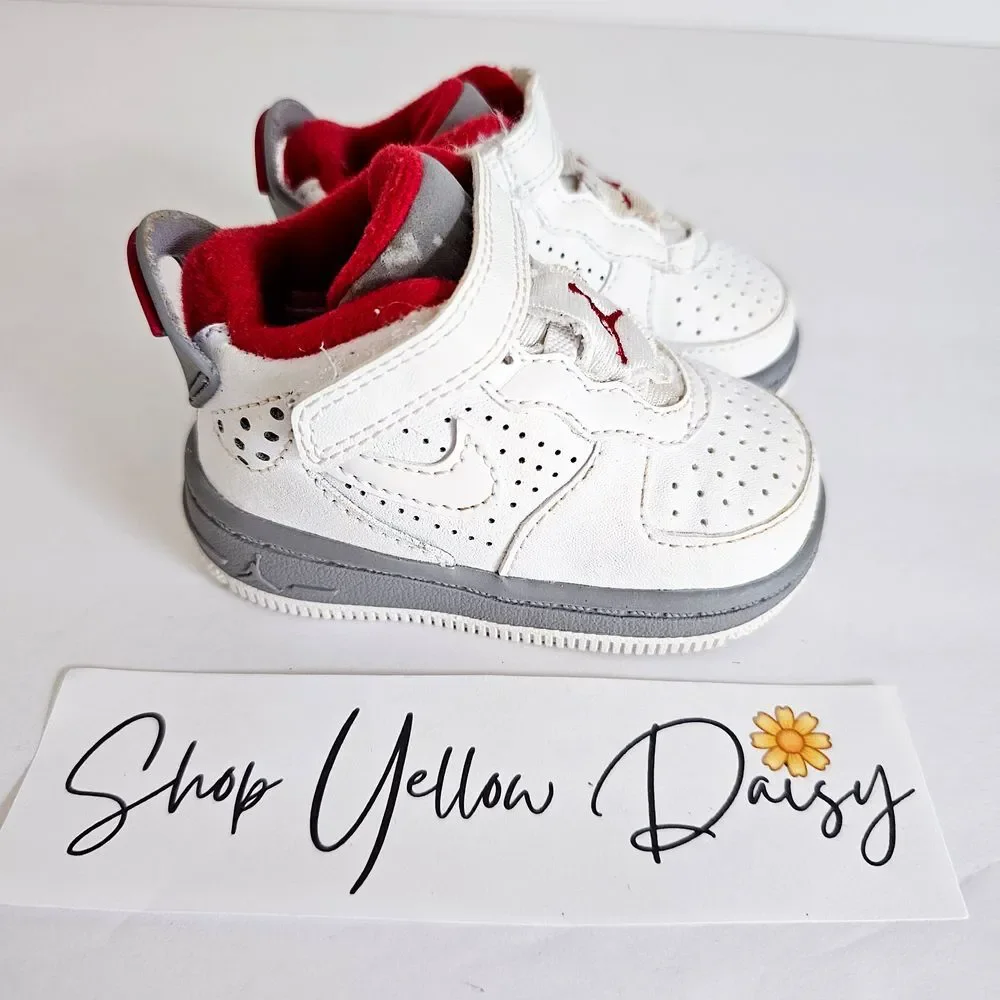 Nike Air Jordan Fusion 6 5/8th White Varsity Red 343098-161 Baby Shoe 3C~SH253.1